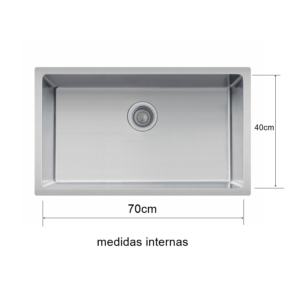 Cuba Inox Quadrada Light 70x40x20cm Sink