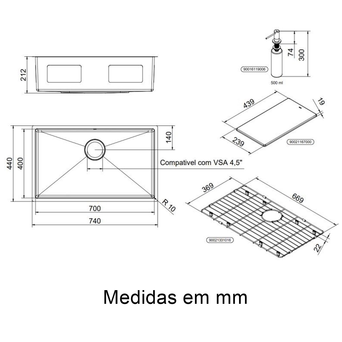 Cuba Inox Docol Bistrô 70x40x20cm Com Ace...
