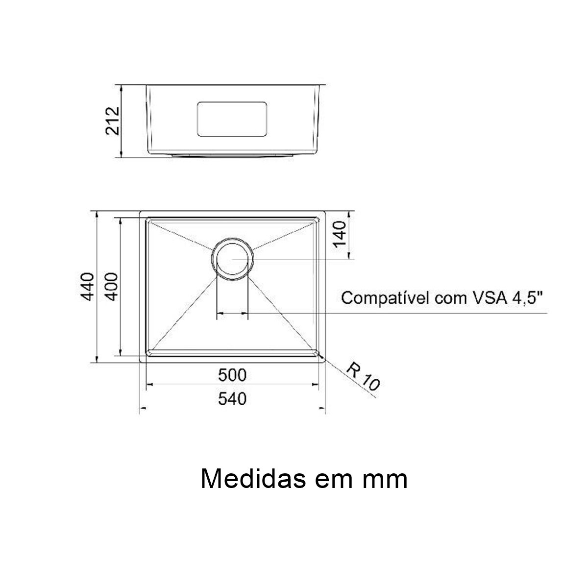 Cuba Inox Docol Bistrô 50x40x20cm