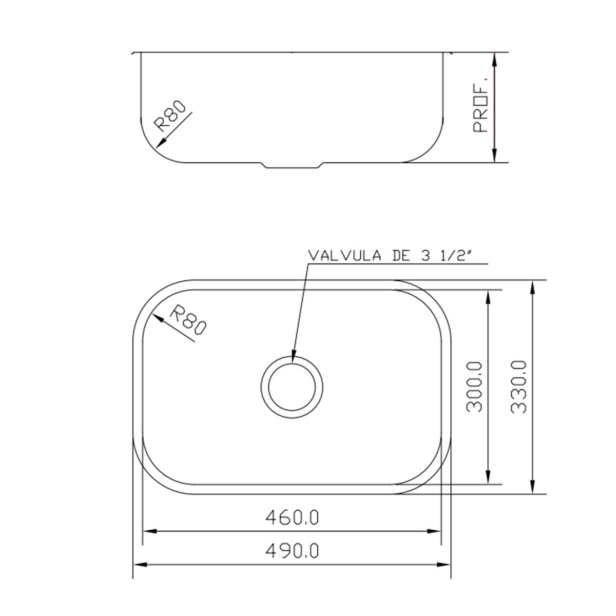 Cuba Inox Tecnocuba N1 46x30x14cm Alto Br...