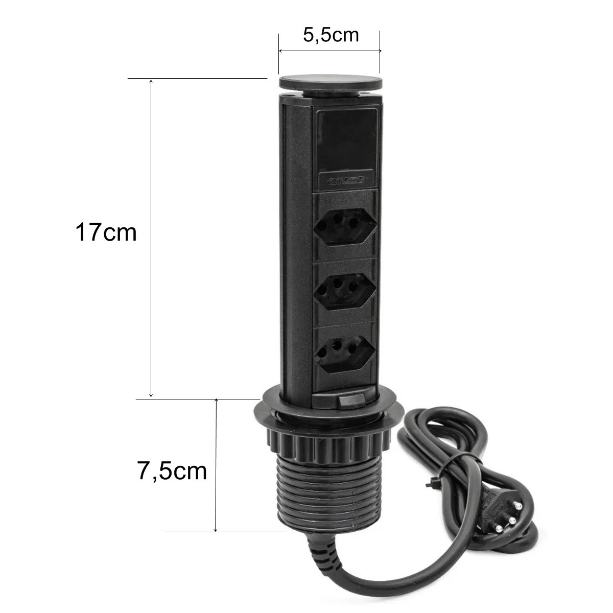Torre de Tomadas Preta Manual Multiplug R...