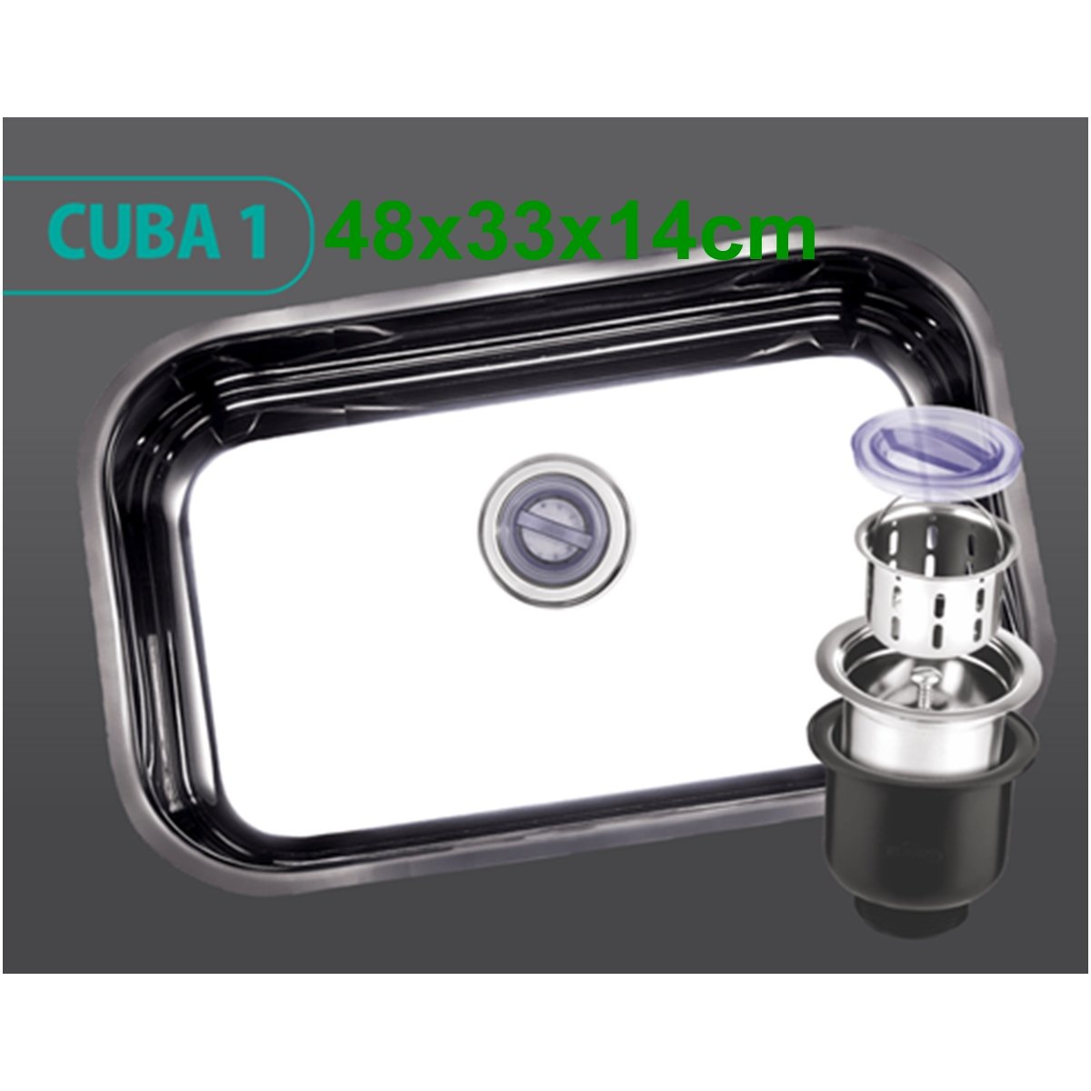 Cuba Inox Cozinha 48x33x14cm e Válvula Ec...