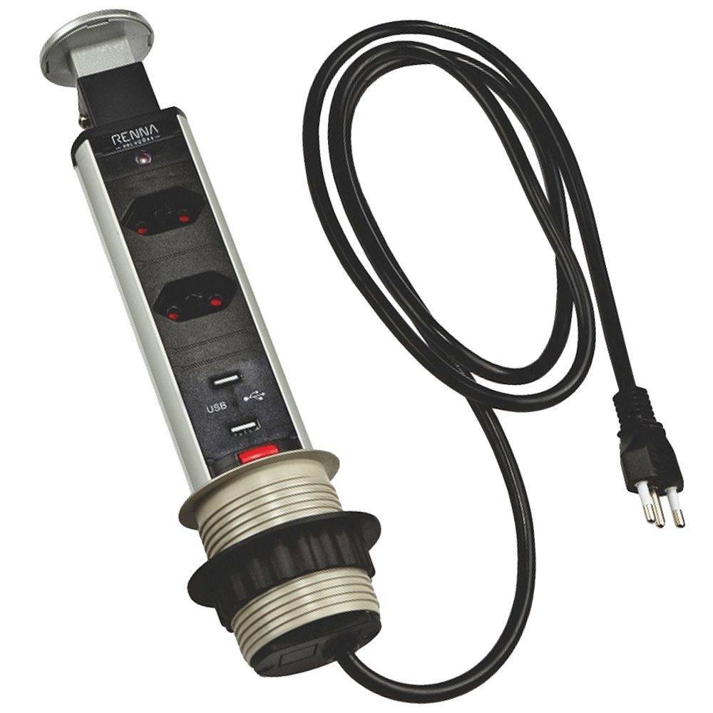 Torre De Tomadas USB Manual Bivolt 16a Pr...
