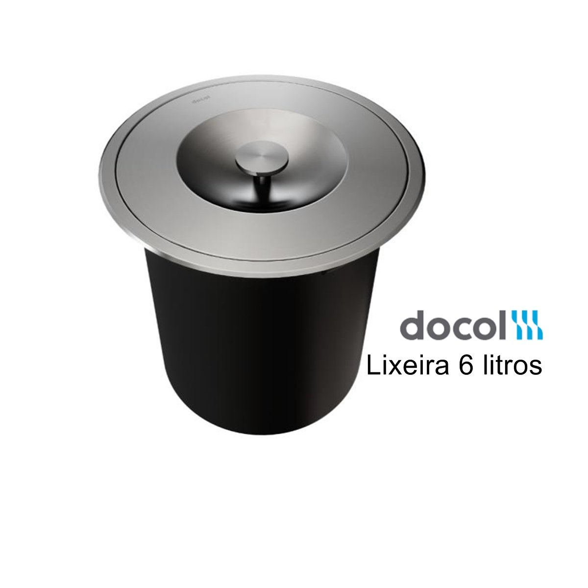 Lixeira Inox Redonda Docol 6 litros Embut...