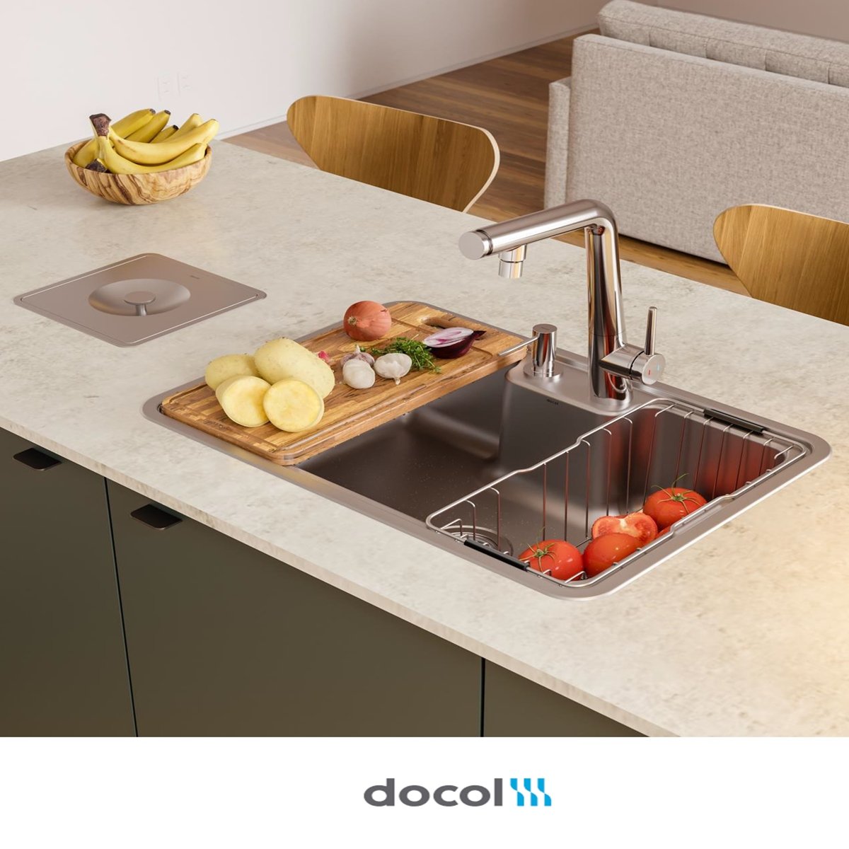 Lixeira Inox Quadrada Docol 6 litros Embu...