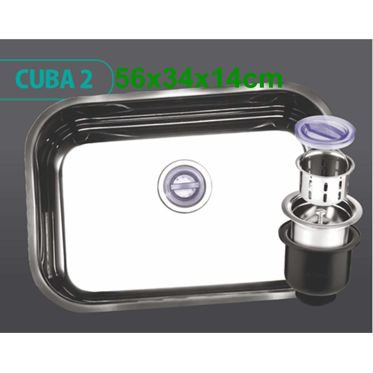 Cuba Inox Cozinha 56x34x14cm com Válvula ...