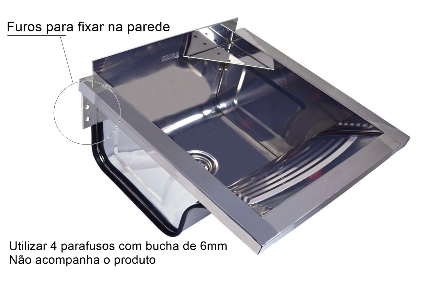 Tanque Inox Docol Reto 44x48cm Para Fixar...