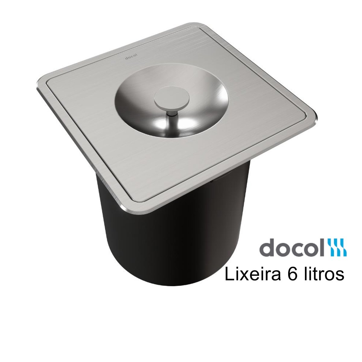 Lixeira Inox Quadrada Docol 6 litros Embu...