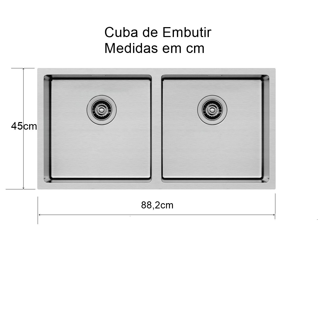 Cuba Inox Dupla Fosca 89x45x20cm Square Sink